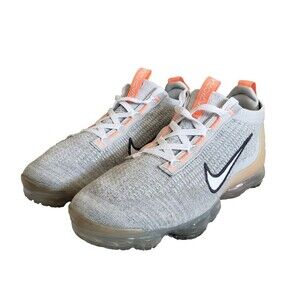 Nike Air VaporMax Flyknit 2021 Men's Size 10.5 Running Shoes Gray Fog Mango